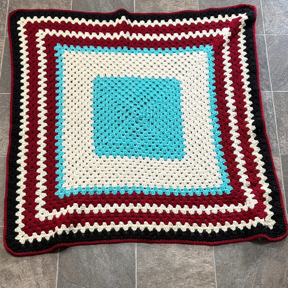 Blanket handmade Granny Square crochet throw